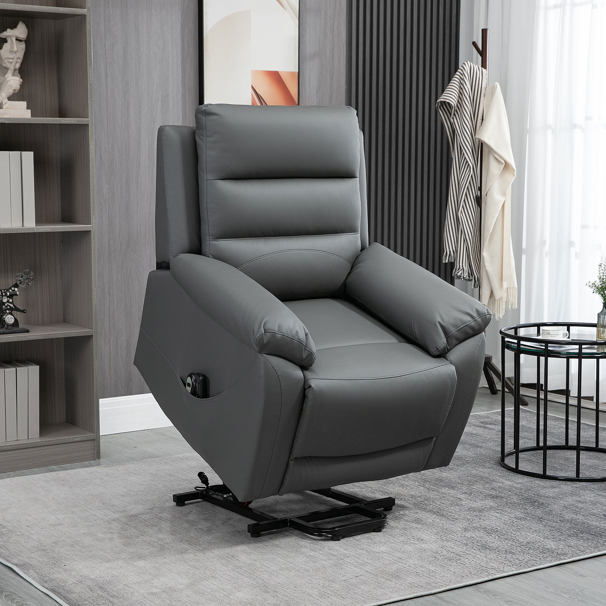 Lift Chair Reclining up to 135° with 8 Massage Points, Remote Control and Footrest, 91x86x101 cm