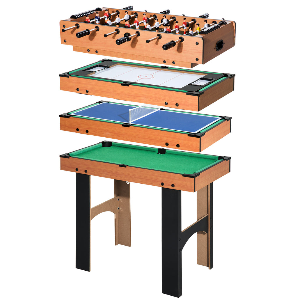 4-in-1 Multi-Game Table with Table Football, Air Hockey, Ping Pong and Pool Table in MDF, 92x78x80cm