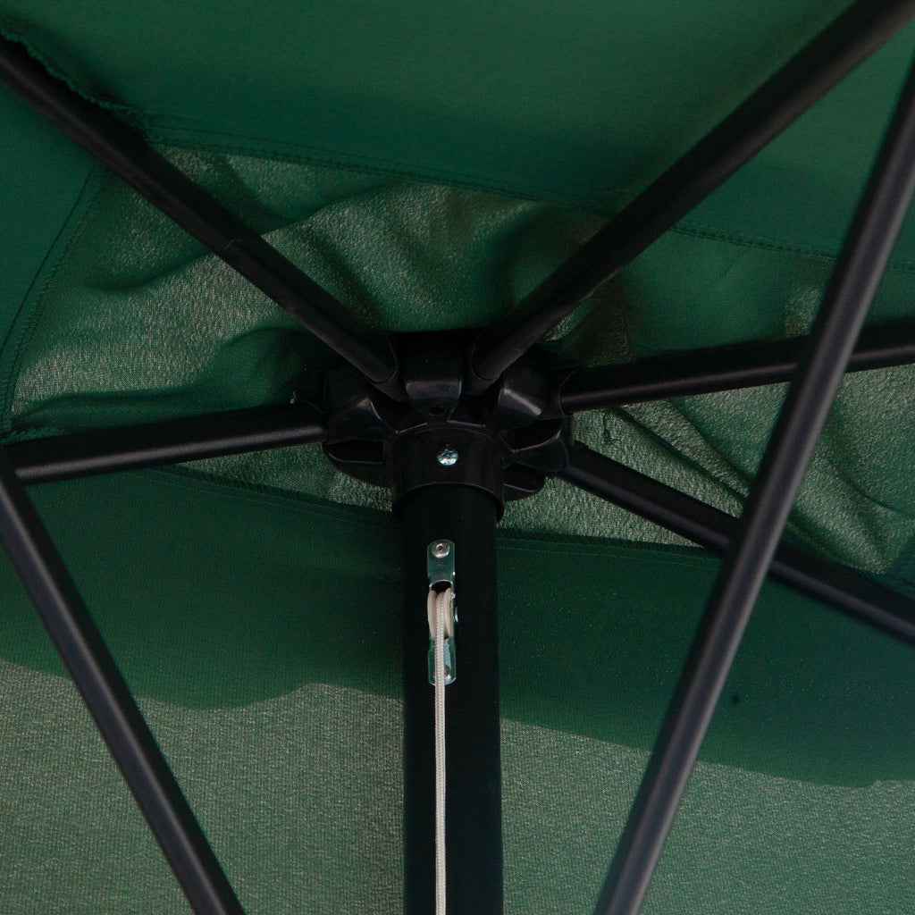 Space-Saving Mezzaluna Wall Umbrella with Crank Opening, Green
