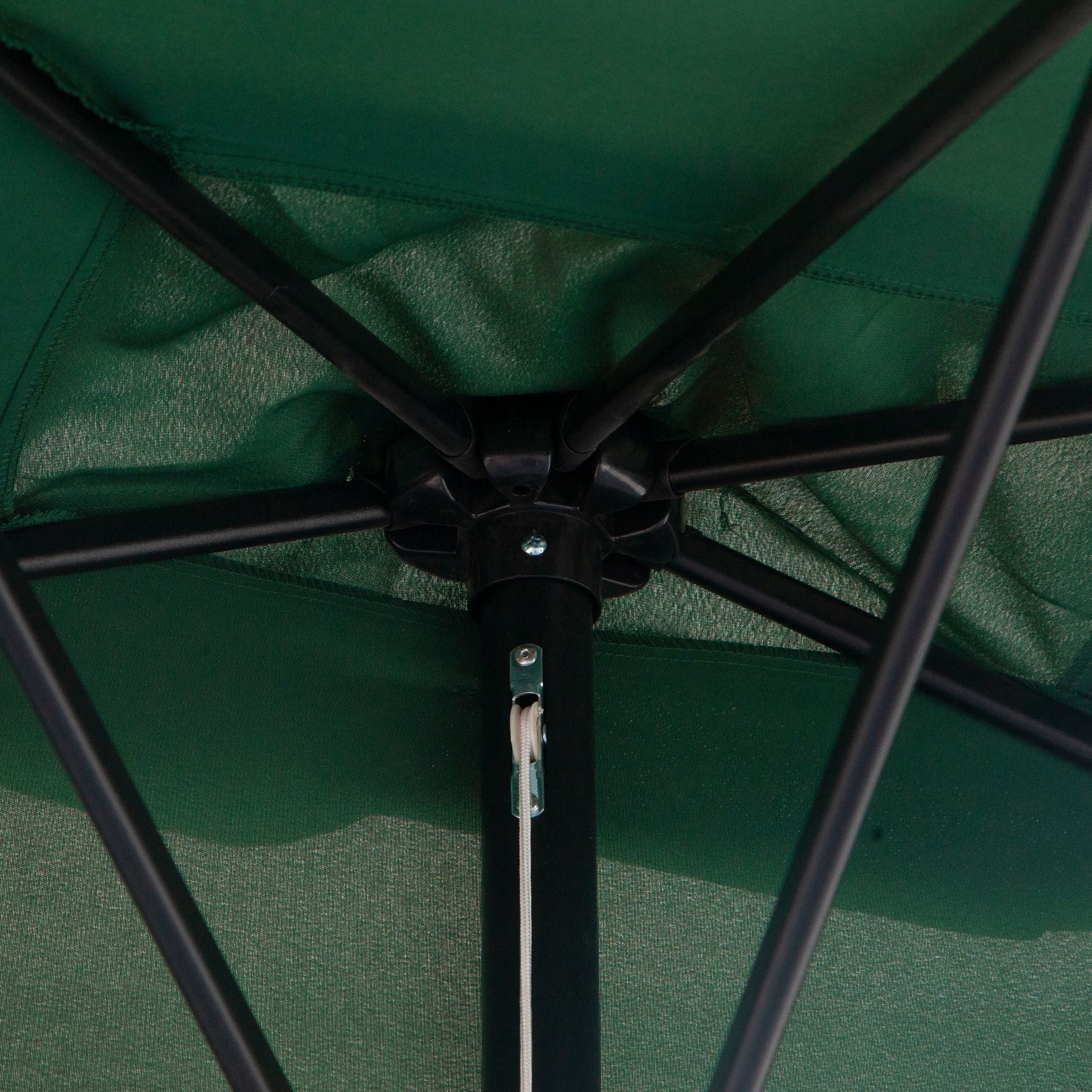 Space-Saving Mezzaluna Wall Umbrella with Crank Opening, Green