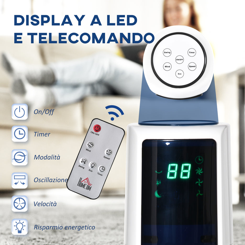 50W Tower Fan with 3 Modes and 3 Speeds with 12h Timer, in ABS, Ø32x118.2 cm, White - Borgè
