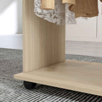 HOMCOM Wardrobe with Wheels, 2 Rods, and 3 Open Shelves, Made of Wood and Aluminum, 120x40x128 cm, Wood Color