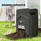 Outsunny Rotating Triangular Garden Composter with 3 Doors, 78x75x78 cm, Black