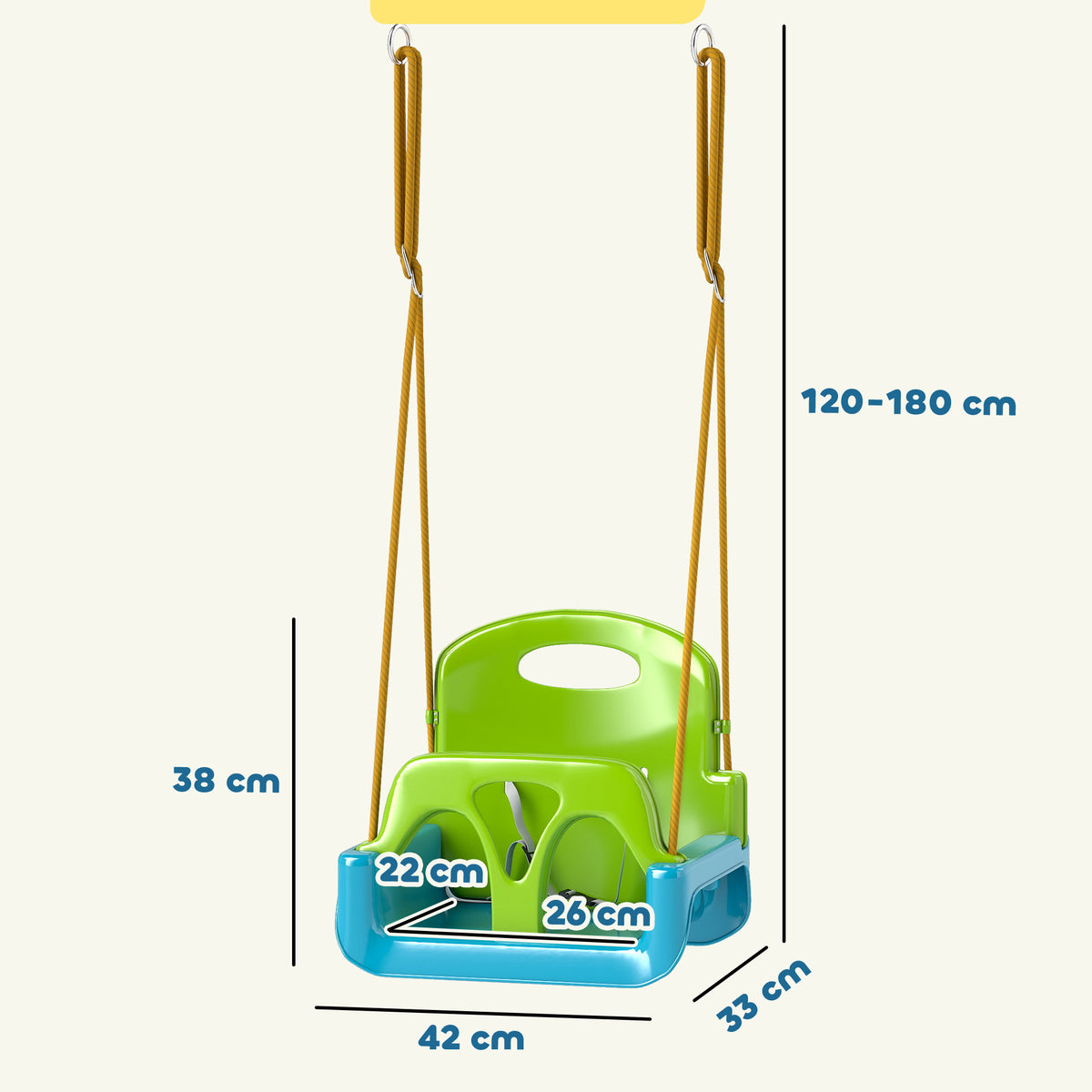 Outsunny Children's Swing 3-in-1 Garden Swing 42x33x120-180 cm Green
