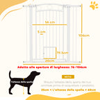 Adjustable Dog Gate 76-104 cm, 106 cm High Gate with 2 Extensions, White