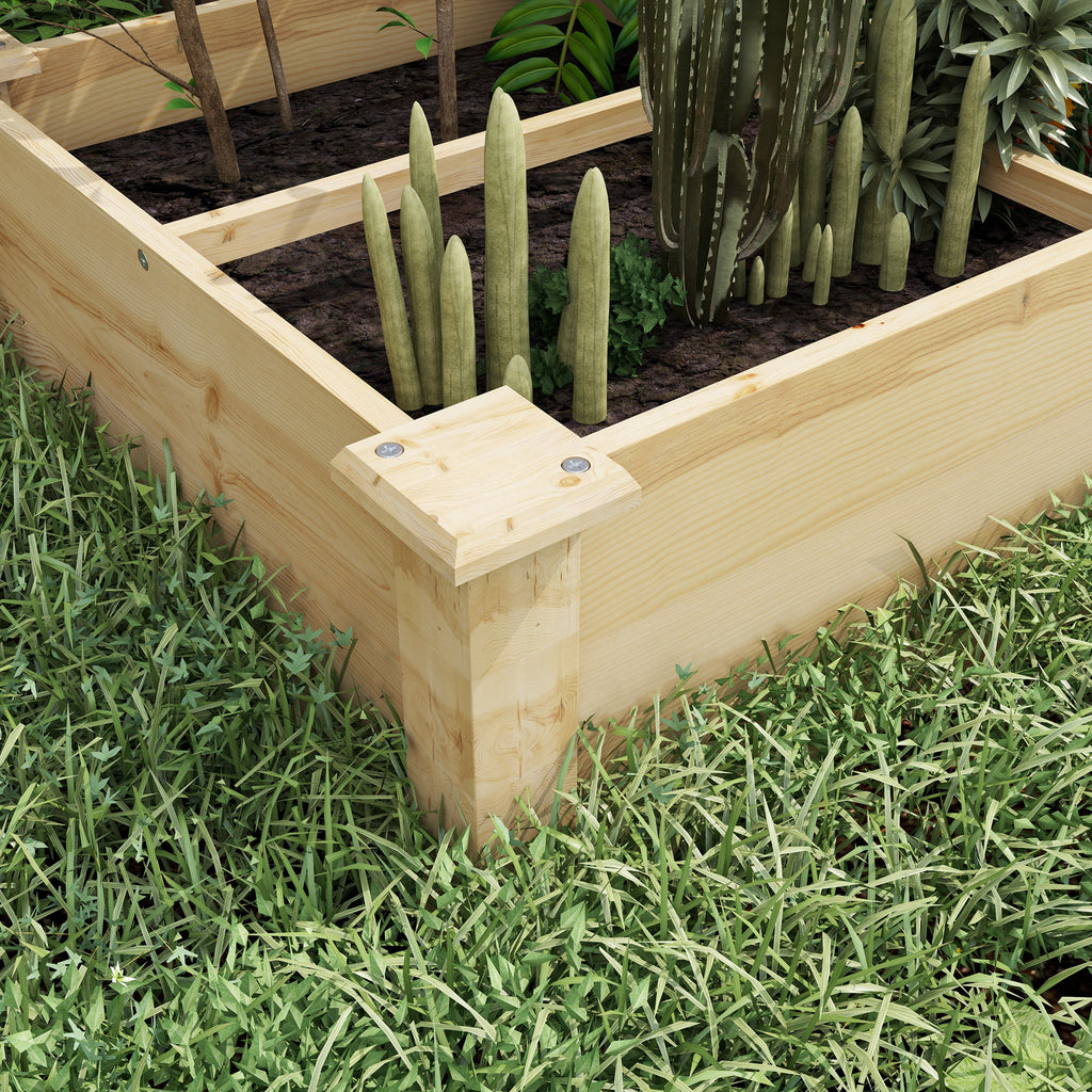 Raised Garden Bed with Internal Divider and Open Bottom, 237x60x25cm, Natural WoodRaised Garden Bed with Internal Divider and Open Bottom, 237x60x25cm, Natural Wood