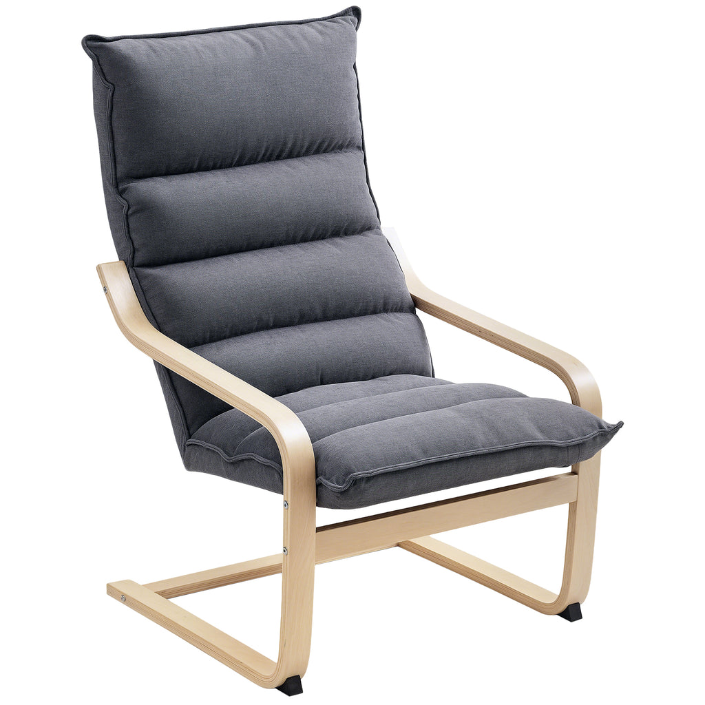 Modern Rocking Chair with Wooden Armrests and Thick Velvet Cushions, 67x83x105 cm, Grey