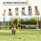 PawHut Set of 4 Agility Dog Training Hurdles, Adjustable Height, with Carry Bag, Yellow