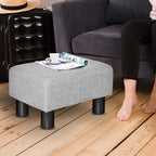 Pouf Footstool in Linen Effect Fabric Padded, 40x30x24cm, Grey