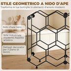 Honeycomb Geometric Design Wine Rack, Black