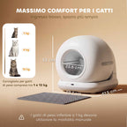 PawHut Self-Cleaning Litter Box with HD Camera, 7L Container and Sensors, in PP and ABS, 58.1x47.5x53 cm, White and Grey