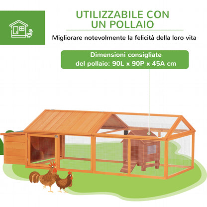 Wooden Chicken Coop for 4-8 Chickens with Wire Mesh and Opening Roof, 240x112. 5x76 cm, Orange