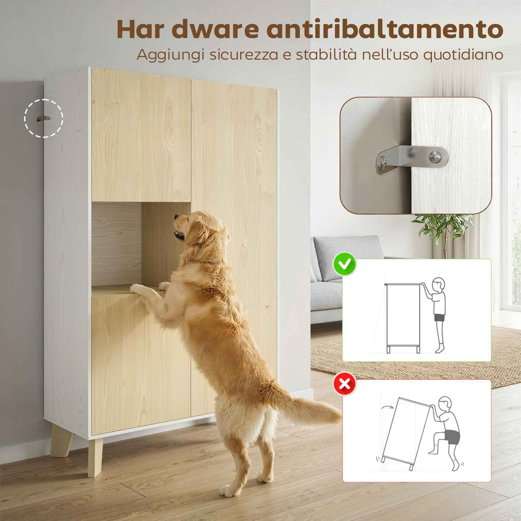 HOMCOM Kitchen Sideboard with 6 Compartments and Soft-Close Doors, White