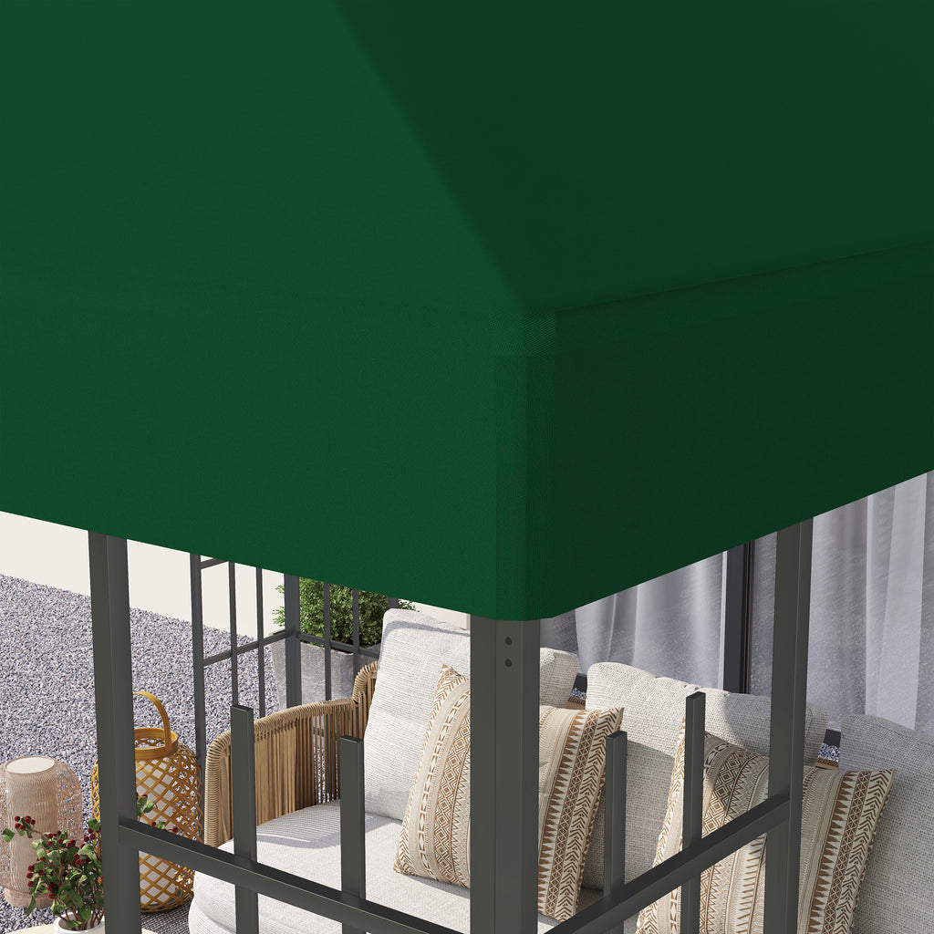3x3m 600D Oxford Fabric Garden Gazebo Cover with Drainage Holes, Green