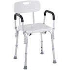 Aluminium Shower Chair with Adjustable Height and Non-Slip Feet, 51.5x51.5x71-84cm, White