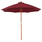 2.5x2.5m Garden Umbrella with Red Polyester Windproof Canopy and Wooden Pole - Borge' Group Limited