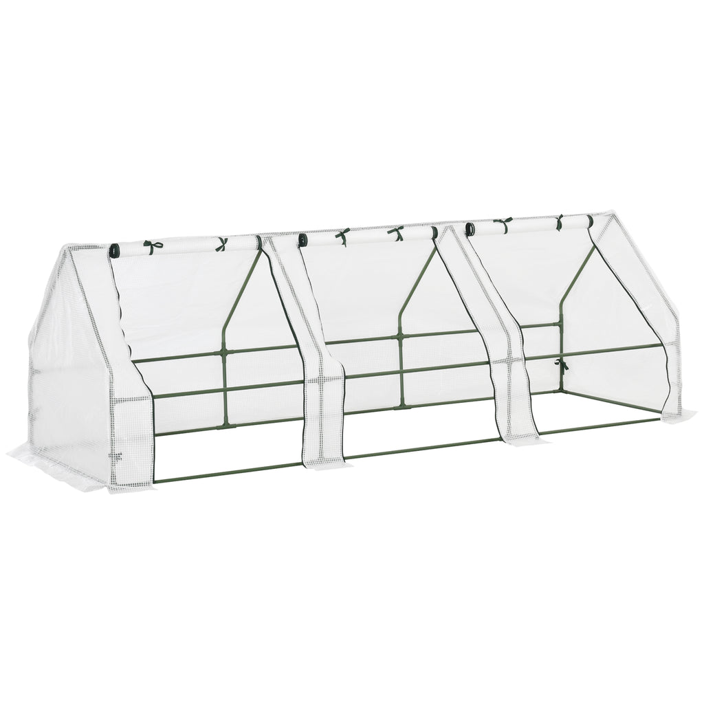 PE Tunnel Garden Greenhouse with Extended Edges and Hinged Doors, 270x90x90 cm, White - Borgè