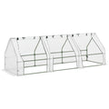 PE Tunnel Garden Greenhouse with Extended Edges and Hinged Doors, 270x90x90 cm, White - Borgè