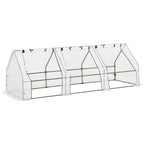 PE Tunnel Garden Greenhouse with Extended Edges and Hinged Doors, 270x90x90 cm, White - Borgè