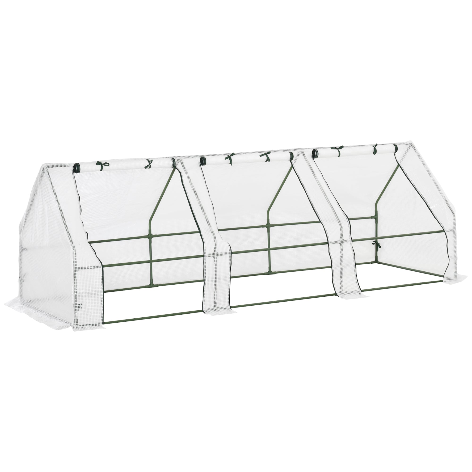 PE Tunnel Garden Greenhouse with Extended Edges and Hinged Doors, 270x90x90 cm, White - Borgè