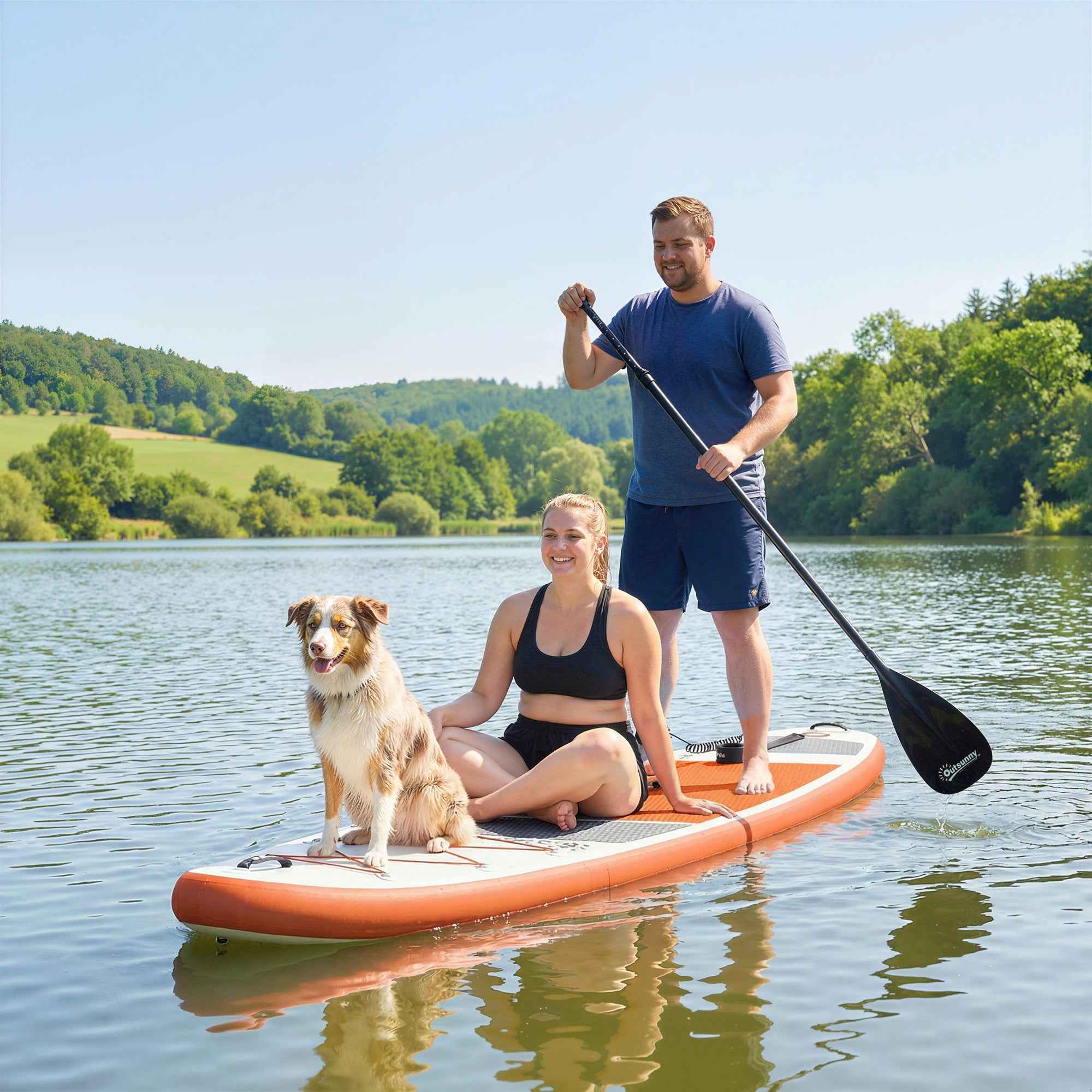 Outsunny Inflatable Stand Up Paddle Board Non-Slip 320x82x15 cm, Orange