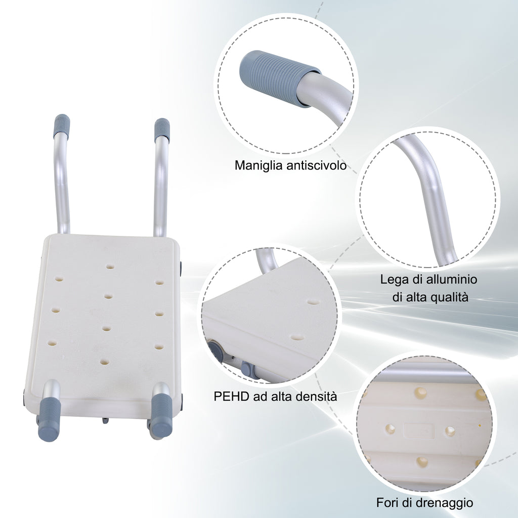 Aluminum Alloy and Plastic Bathtub Seat, Adjustable Width 73-83cm Bathtub Stool, Max. Load 150kg
