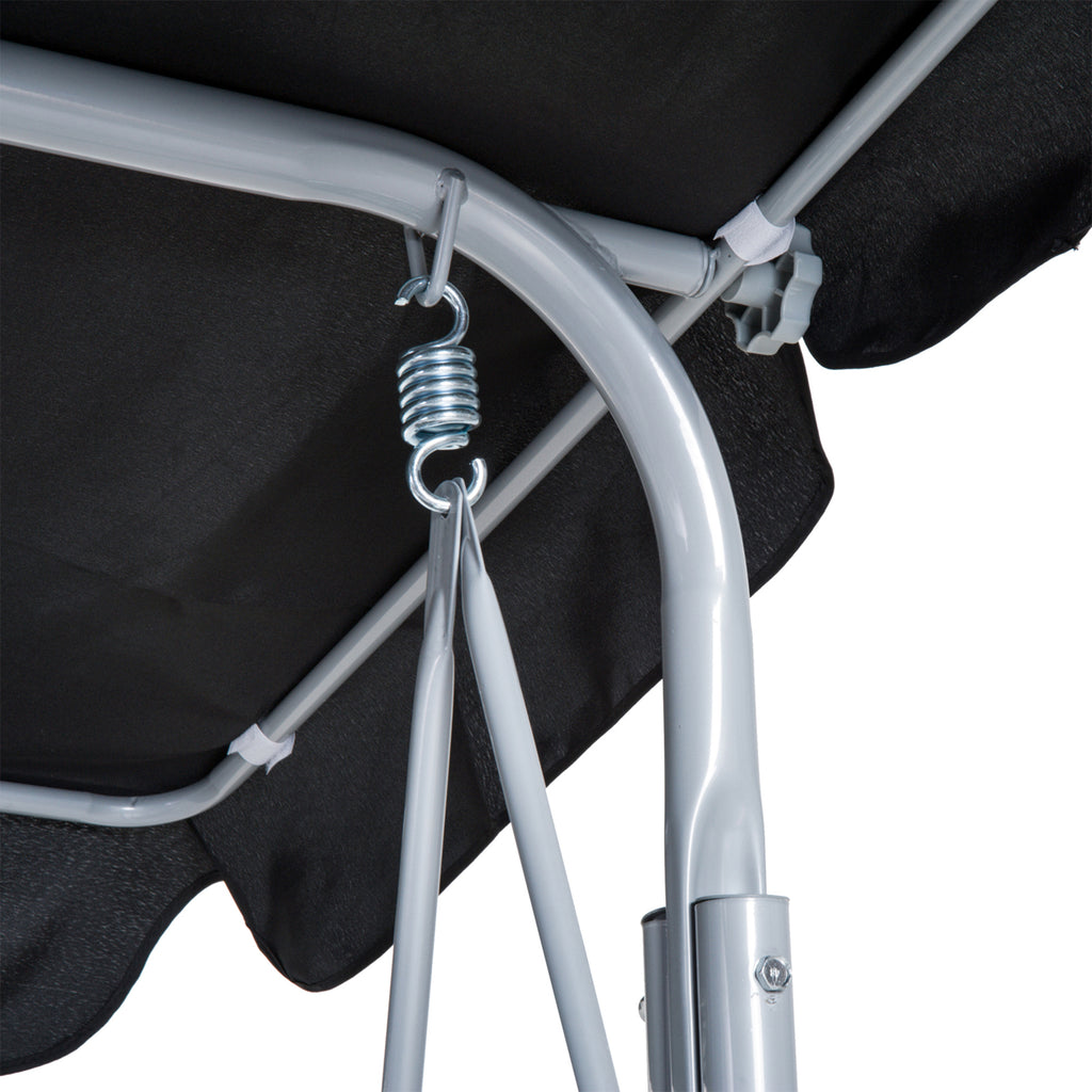 Outsunny 3-Seater Metal Garden Swing, Removable and Washable Sun Canopy, Black and Silver, 171x108x150cm