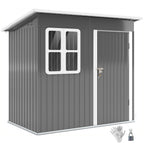 Steel Garden Shed with Locking Door, Window and Air Vents, 2.2 x 1.3 m, Gray