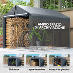 Outsunny Garage Tent with Reinforced Waterproof Cover and Zip Entrance, Galvanized Steel, 162x221.5x163 cm, Grey