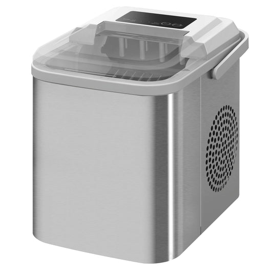 HOMCOM 1.2L Ice Maker with Indicators and Self-Cleaning, in PP and Copper, 22.8x30.3x29 cm, White