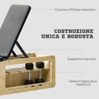 HOMCOM Multifunctional Bench with Adjustable Backrest, Storage Compartment, Rack for Weights and Elastic Bands, Wood