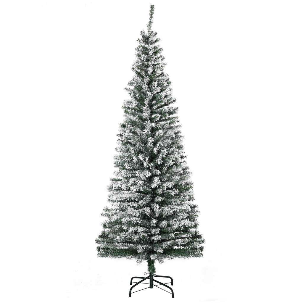 Green PP Snow-Covered Christmas Tree with 492 Fireproof Branches and Stainless Steel Base, Ø60x180 cm 4 (1)
