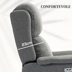 Reclining Chair with Footrest, in Linen Effect Fabric, Wood and Metal, 77x91x106 cm, Dark Grey