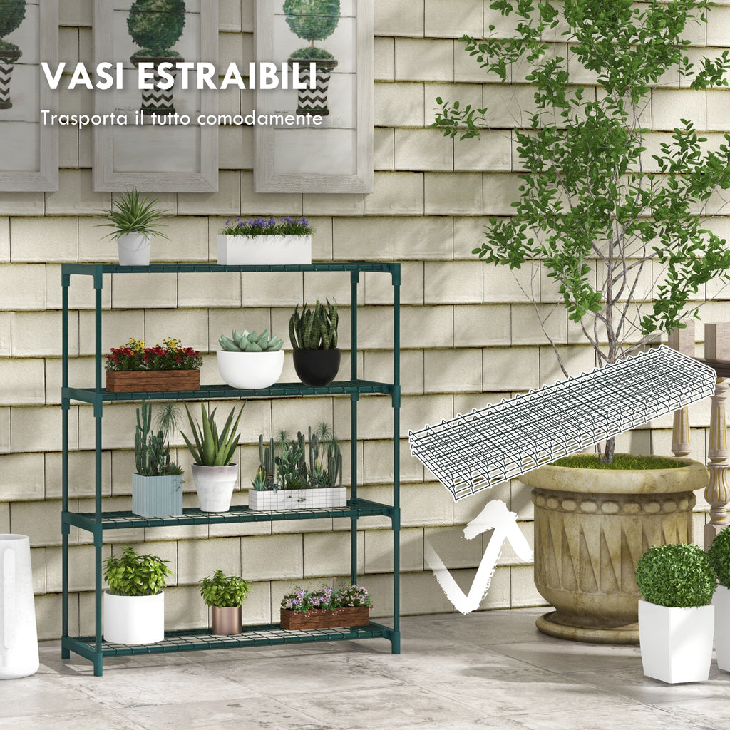 4-Tier Indoor/Outdoor Steel Plant Stand, 89x28x107cm, Green