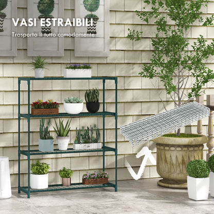 4-Tier Indoor/Outdoor Steel Plant Stand, 89x28x107cm, Green