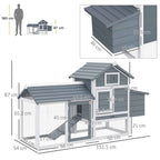 PawHut Wooden Chicken Coop, 151.5x54x87cm, Dark Grey