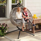 Outsunny 2-Seater Hanging Chair with 2 Pockets, 2 Cushions and Folding Basket, 126x126x176 cm