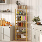 HOMCOM 6-Tier Bamboo Bookshelf with Adjustable Shelves, 60x26x161cm, Natural Wood