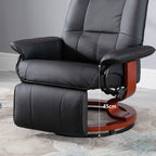 Manually Reclining Relaxing Chair up to 145° with Footrest and Faux Leather Upholstery, Black