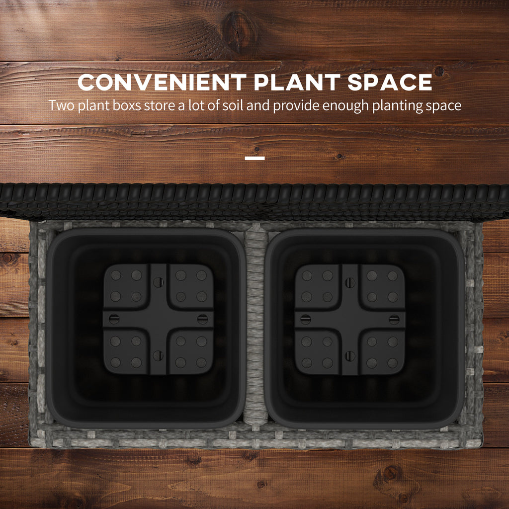 Outsunny Fioriera with grilled for climbing with 2 steel vessels and rattan pe, 57x30x107cm, gray - Borgè