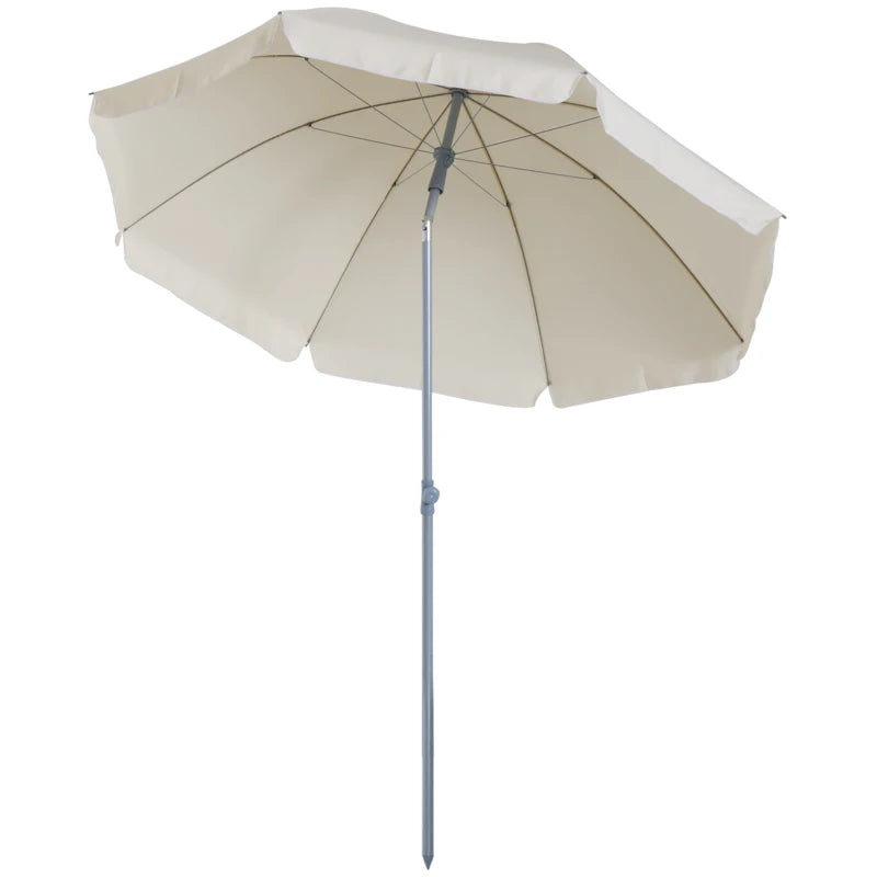2x2.3m Portable Outdoor Umbrella with Tilting Canopy, Metal and Polyester, Cream - Borge' Group Limited