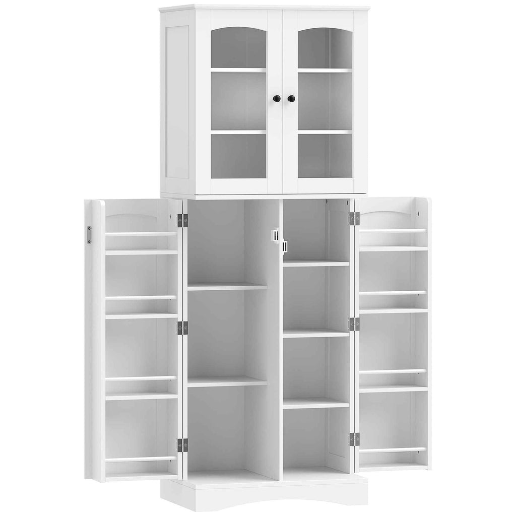 HOMCOM Kitchen Cabinet with Doors, Cupboards and Silent-Closing Hinges, Wooden, 60x40x162 cm, White