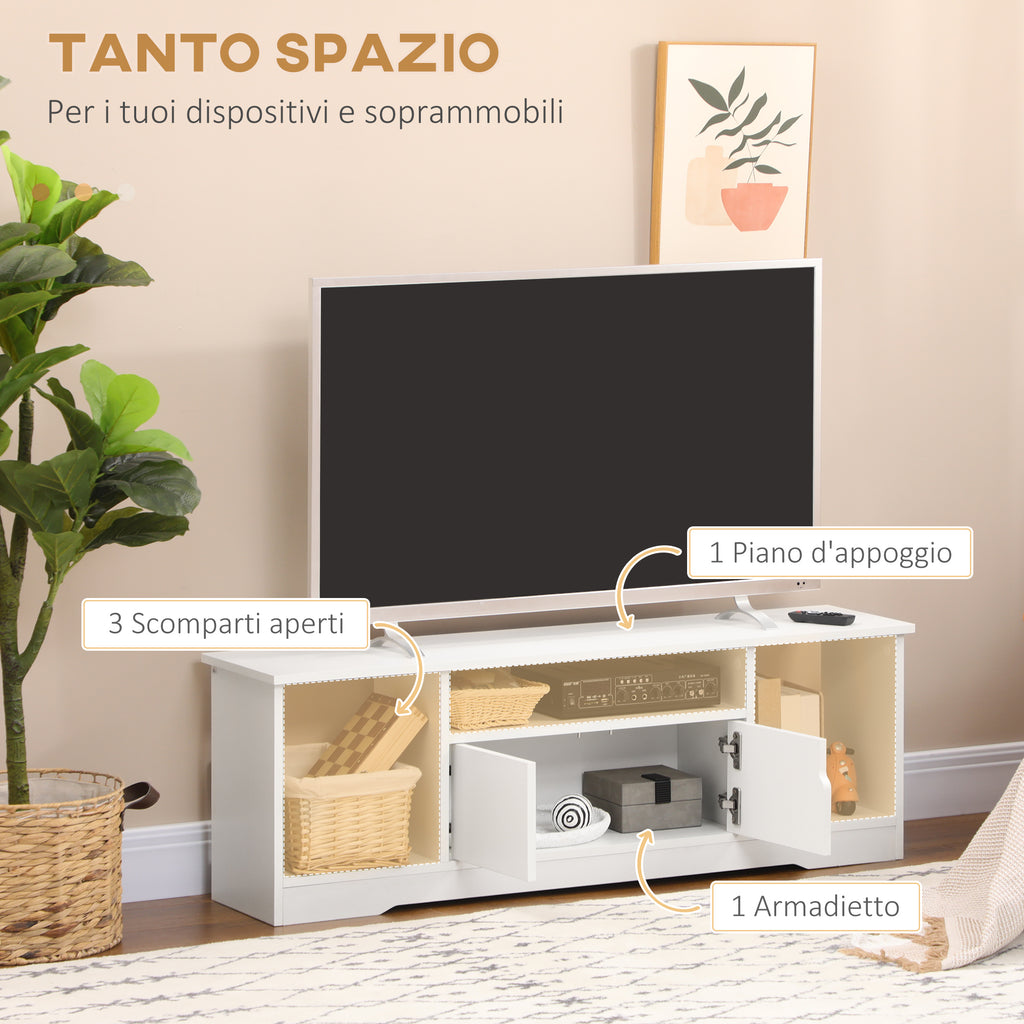 TV Cabinet up to 42" with Cabinet and Open Wooden Shelves, 120x30x41cm