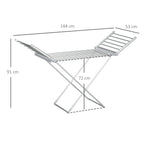 Electric Heated Drying Rack with Wings, Foldable, Space-Saving, Aluminum Alloy, 144 x 53 x 91 cm, Silver