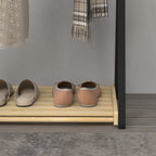 HOMCOM Wooden Floor Coat Rack with 2 Bars and Lower Shelf Modern Design, 61x45x152cm - Borgè