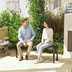 Outsunny 2-Seater Garden Bench with Wood-Effect Slats, Steel Frame, 130x34x43 cm, Grey