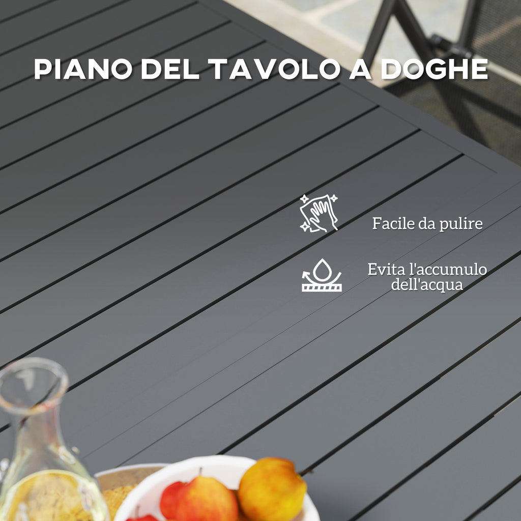 Extendable Garden Table 160-220 cm for 6-8 People Rectangular in Aluminum, Grey