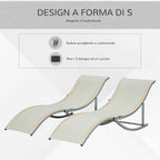 Outsunny Set of 2 Folding Garden Loungers, Aluminum and Textilene Sun Lounger, 61x165x63 cm
