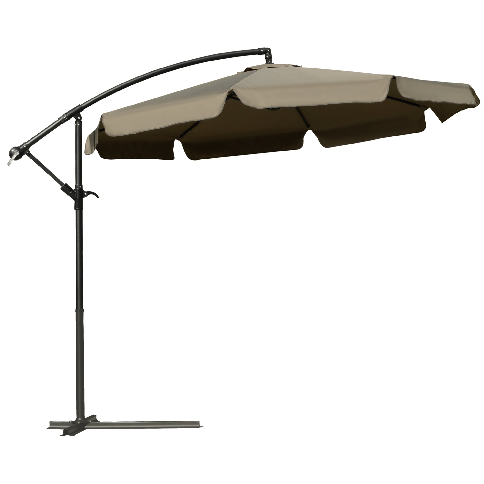 Garden Umbrella with Crank Opening in Metal and Polyester, Ø2.7x2.7 m, Coffee