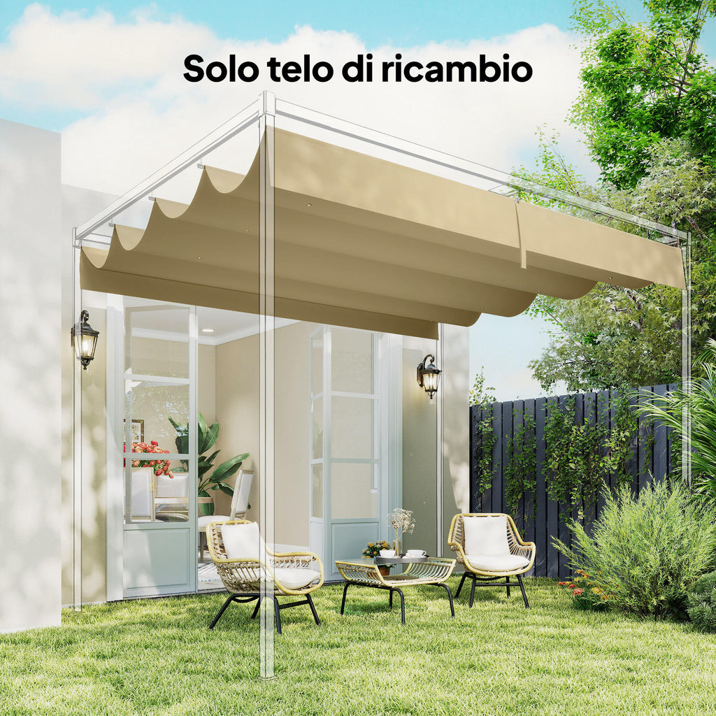 Outsunny Outdoor Pergola Cover Anti-UV in Beige Polyester with 8 Drainage Holes, 392x350 cm
